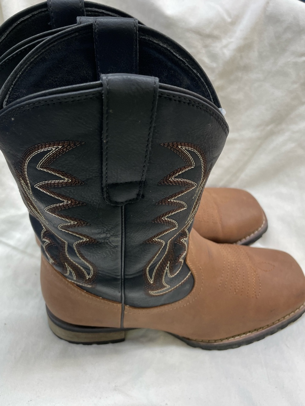 Men's Two-Tone Western Work Boots - Black & Brown sz 5